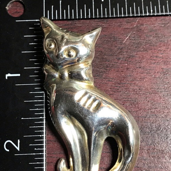 Sterling Taxco cat brooch or pendant - Picture 3 of 3